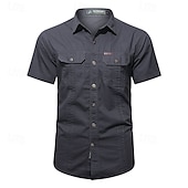 economico Camicie da lavoro da uomo-Per uomo Camicia Camicia Estiva Camicia casual Camicia con Bottoni Camicia cargo Blu denim Nero Giallo Blu Kaki Manica Corta Semplice Colletto a Camicia Vacanza Camicia hawaiana Tasca Abbigliamento