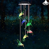 cheap Landscape Lights-Solar Wind Chimes Color Changing Outdoor Solar Hummingbird Lights Waterproof LED Wind Chimes Solar Powered Lights for Home Garden Patio Window Decoration