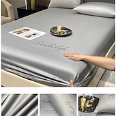 abordables Parures de draps-Ensemble de drap en soie glacée drap de lit simple housse de lit d&#039;été trois pièces protection complète du matelas housse de poussière