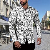 preiswerte Herrenhemd zum Knöpfen-Herren Hemd Sommerhemd Freizeithemd Strandhemd Knopfhemd Grau Blau Schwarz Hellgrün Dunkelgrün Grün Langarm Grafik Revers Urlaub Hawaiianisch Button-Down Bekleidung Polyester Mode Lässig Bequem