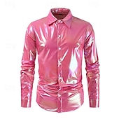 levne Topy-Retro 80. léta Tričko Disko Lesklý latexový patent Kov Pánské předvečer Všech svatých Karneval Pride Parade Měsíc hrdosti Dospělí Tričko Léto
