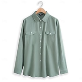 voordelige Straat-Voor heren Overhemd Linnen overhemd Zomer overhemd Strand Kleding Westers overhemd Overhemd met knopen Effen Kleur Vakantie Straat Wit Groen Khaki Licht Blauw Lange mouw Omgeslagen kraag Zomer Kleding