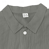 preiswerte Freizeithemden für Herren-Herren Baumwollhemd Schwarz Weiß Kaki Dunkelgray Leicht Blau Langarm Einfach Revers Urlaub Hawaiianisch Button-Down Bekleidung 100% Baumwolle Mode Lässig Bequem