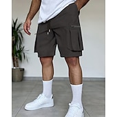 economico Classico-Per uomo Pantaloncini cargo Shorts Pantaloncini Estivi Coulisse Elastico in vita Multi-tasche Semplice Comodità Indossabile Lunghezza al ginocchio All&#039;aperto Sport Quotidiano Moda Casual Nero Marrone