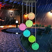 cheap Landscape Lights-Solar Wind Chime Light Outdoor Lights Waterproof Colorful LED Ball Light Outdoor Hanging Lamp Balcony Garden Patio Room Decoration  IP65 LED Solar Garden Light