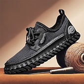 cheap Casual Lace-Up Shoes-Men's Beige Knit Casual Sneakers, Lightweight Lace-Up Comfort Walking Shoes for Daily Wear, Travel, Weekend Leisure and Smart Casual Outfits