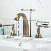 economico Rubinetti per lavandino bagno-Rubinetto per lavabo - Ampia diffusione Ottone Antico / Nichel spazzolato / Galvanizzato Rubinetto a tre fori Due maniglie tre foriBath Taps