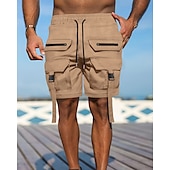 economico All&amp;#39;aperto-Per uomo Pantaloncini cargo Shorts Pantaloncini Estivi Coulisse Elastico in vita Multi-tasche Semplice Comodità Indossabile Lunghezza al ginocchio All&#039;aperto Sport Quotidiano Moda Casual Nero Marrone