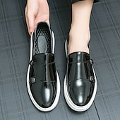voordelige Hereninstappers &amp; loafers-Witte instappers met monniksband voor heren – elegante casual schoenen voor op kantoor, evenementen en zakelijke casuals