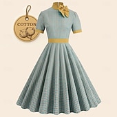 ieftine Rochii-Retro / vintage 1950 rockabilly Miezul zilei Rochii Rochie leagăn Rochie Flare Tartan / Carouri cadrilat Umbrelă Pentru femei Mascaradă Mascaradă Dată Petrecerea Burlăcițelor Adulți Rochie Rochii de