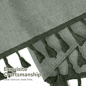 お買い得  シャワーカーテン-バスルーム用ボホシャワーカーテン、タッセル付きファームハウスシャワーカーテン、セージグリーンシャワーカーテンセット、フェイクリネンファブリックシャワーカーテン（12フック付き）、ホテル品質