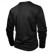preiswerte Lässige T-Shirts für Herren-Herren T Shirt Henley Hemd T-Shirt Kurzarmshirt Langarm Rundhalsausschnitt Frühling &amp; Herbst Einfach Mode Designer Basic Patchwork Urlaub Straße Ausgehen Armeegrün Grau Top T-Shirt für Herren