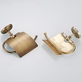 Недорогие Держатели для туалетной бумаги-старинный латунный держатель для туалетной бумаги с крышкой, настенный держатель для рулона туалетной бумаги, старинные золотые декоративные аксессуары для ванной комнаты, серия «лепестки»