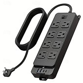 cheap Household Appliances-Flat Plug Surge Protector Power Strip with 5ft/10ft Extension Cord, 8 AC Outlets &amp; 4 USB Ports (2 USB-A, 2 USB-C)