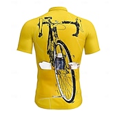 cheap Men&#039;s Jerseys-Men&#039;s Cycling Jersey Short Sleeve Bike Tee Tshirt Top with 3 Rear Pockets UV Resistant Breathable Quick Dry Front Zipper Yellow Blue Orange Sports Clothing Apparel