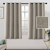 olcso Függönyök és drapériák-Linen tiszta fehér függöny kevert függöny panel készlet blackout len függönyök hálószobába 2 paneles szett 52x84 hüvelyk