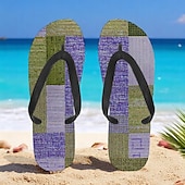 cheap Vacation Sandals-Men’s Blue Leaf Printed Flip Flops – Tropical &amp; Stylish Style for Beach Vacations, Island Hopping &amp; Beachside Dinners