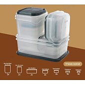 cheap Kitchen Storage-17PCS Food Container Fridge Bins, Leakproof Food Grade Plastic Various Sizes with Lid for Leftover Meals