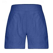 economico Pantaloncini in lino di cotone-Per donna Pantaloncini in cotone e lino Shorts Pantaloni Eleganti Casual Corto Naturale Semplice Tasca Elastico in vita Comodo All&#039;aperto Quotidiano Ferie Vinaccia Grigio Nero Bianco Estate