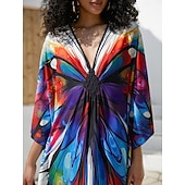 billige Kjoler-Halloween Kjoler Kaftan Stolthet Regnbue Fritid Voksne Dame Halloween Karneval Pride-parade Pride måned Enkle Halloween-kostymer Kle deg opp