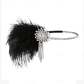 preiswerte Zubehör und mehr-Der große Gatsby Flapper-Stirnband Perlenarmband Ohrringe Der große Gatsby Feder Retro Funkelnder Glitzer Damen Karneval Valentinstag Maskerade Party-Abendmode Maskerade Festival Erwachsene 1 Armband