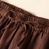 abordables Short en lin et coton-Femmes Short en coton et lin Shorts Slacks Occasionnel Court Naturel Uni Avec Poches Conception à cordon élastique Confortable Extérieur Sortir Noir Gingembre Vert Amande Été Coupe régulière