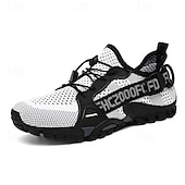 voordelige Casual Sneakers-Voor heren Sneakers Rivierschoenen Canyoning PU Leder Netstof Ademend Comfortabel Anti-slip Veters Zwart Donker paars Blauw Zomer Lente