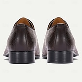 baratos Sapatos Sociais Clássicos-oxfords masculinos de couro marrom com relevo – sapatos kentucky derby para negócios e eventos especiais