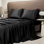 abordables Parures de draps-Ensemble de draps en soie glacée imitation satinée Trois ou quatre pièces