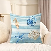 baratos Fronhas de Almofadas de Decoração-Capa de Almofadas Decorativas de Conchas do Oceano 1PC Capa de Almofada Quadrada Macia para Sofá Cama Sala de Estar