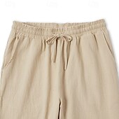 baratos Clássico-Homens Calças de linho Calças Calça verão Calças Harem Bolsos Com Cordão Cintura elástica Tecido Conforto Respirável Comprimento total Ao ar livre Casual Diário Moda Estilo Clássico Branco Amarelo