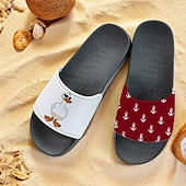 tanie Sandały wakacyjne-Męskie Pantofle Drukuj buty Druk 3D Kapcie na zewnątrz Kapcie plażowe Codzienny Styl plażowy Codzienny Plaża Polichlorek winylu Wodoodporny Wygodny Niepoślizgowy / a Czarny i biały Zielony