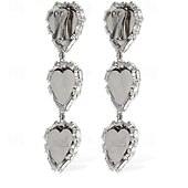 cheap Earrings-Women&#039;s Clip on Earring Classic Heart Precious Stylish Dangling Romantic Imitation Diamond Earrings Jewelry Silver For Wedding Party Club 1 Pair