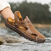 economico sandali da esterno-sandali da uomo - finitura in similpelle traforata, alla moda, per passeggiate informali e incontri del fine settimana