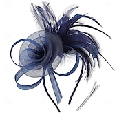 baratos Chapéus e Fascinators-chapéus fascinators com penas para mulheres chapéus kentucky derby chapéu de igreja para festa do chá com faixa de cabeça e clipe