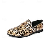 levne Pánské nazouváky a mokasíny-pánské slip-on společenské boty s leopardím vzorem - stylová společenská obuv na taneční párty a speciální akce