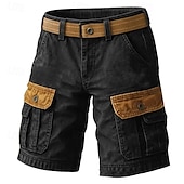 preiswerte Klassiker-Herren Cargo-Shorts Shorts Bermudashorts Freizeitshorts Wander-Shorts Mehrere Taschen Gerader Schnitt Farbblock Einfach Feuchtigkeitsableitend tragbar Knielang Outdoor Lässig Täglich Mode Streetwear
