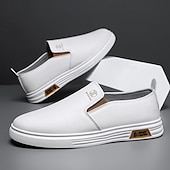 preiswerte Herrenpantoletten &amp; -slipper-weiße Slip-On-Sneaker für Herren mit kontrastierenden Kunstlederakzenten und rutschfester Gummisohle – stylisch und bequem für die Freizeit und den Alltag