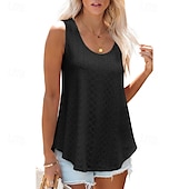 economico Camicie-Per donna Camicie di cotone e lino Blusa Semplice Moderno Casual Senza Maniche Girocollo Top Regolari Quotidiano Uscire Asimmetrico Nero Bianco Rosa Estate