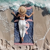 economico set di asciugamani da spiaggia-telo mare stampato, telo mare leggero e anti-sabbia ad asciugatura rapida, ideale per viaggi, piscina e uso all&#039;aperto