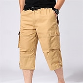 Недорогие Классический-Муж. Шорты-карго Шорты Летние шорты Кулиска Эластичная талия Мульти карман Полотняное плетение Комфорт Пригодно для носки До щиколотки на открытом воздухе спорт Повседневные Мода На каждый день