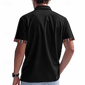 economico camicie casual da uomo-Per uomo Camicia Camicia Estiva Camicia casual Camicia da Spiaggia Camicia con Bottoni Nero Bianco Kaki Grigio chiaro Grigio scuro Manica Corta A righe Bavero Vacanza Camicia hawaiana Tasca