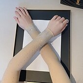economico Maniche &amp; Sciarpa-Set di maniche di protezione solare scintillanti con strass ad alta elasticità, per donna, maniche dimagranti, stile mondano, maniche corte, maniche estive.