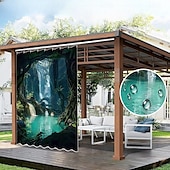 olcso Vízálló függönyök-Vízálló Kültéri Függöny Magánélet Csúszó Terasz Függöny Drape Pergola Függöny Grommet 3D Tájkép Óceán Barlang A Pavilonhoz Erkélyhez Tornácra Bulira 1 Panel