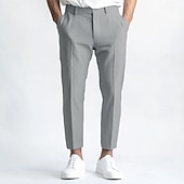 voordelige Casual pakken-heren linnen broek nette broek zomerbroek recht pijp effen ademend casual dagelijks standaard pasvorm zwart wit blauw