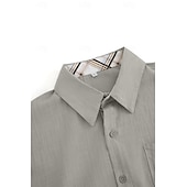 preiswerte Urlaub-Herren leinenhemd Sommerhemd Freizeithemd Strandhemd Einfach Urlaub Kreuzfahrt Weiß Grün Khaki Grau Kurzarm Revers Sommer Frühling &amp; Sommer Bekleidung Fronttasche