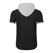 economico T-shirt in maglia waffle-Per uomo Maglietta Waffle Giacca di pelle Maglietta Manica Corta Con Cappuccio Estate Blocco di colori Moda Designer Casual Tasca Bottoni Davanti All'aperto Casuale Quotidiano Nero Verde Borgogna