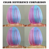 お買い得  カーニバルウィッグ-人工毛ウィッグ ストレート ナチュラルストレート レイヤード・ヘアカット ニートバング 機械製 かつら 12 インチ A1 合成 女性用 ソフト クラシック カラーグラデーション 多色