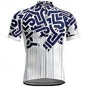 abordables Maillots pour hommes-Men's Cycling Jersey Geometric Short Sleeve Bike Tee Tshirt Jersey with 3 Rear Pockets Mountain Bike MTB Quick Dry Anatomic Design Wicking Breathable Sports Wine Red Black Blue Clothing Apparel