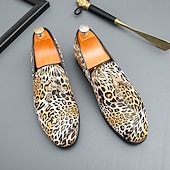 levne Pánské nazouváky a mokasíny-pánské slip-on společenské boty s leopardím vzorem - stylová společenská obuv na taneční párty a speciální akce